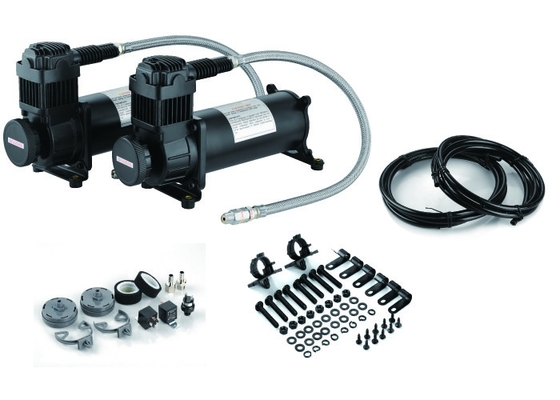 Un buen precio. Los coches ventilan el compresor de aire durable 12v del compresor de la suspensión con negro del tanque en línea