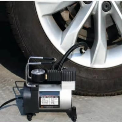 Compresor de aire portátil de alta presión de metal para automóviles con reloj y bolsa de tela