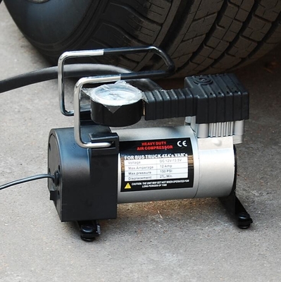 compresor de aire portátil del metal 12v para cilindro color plata del negro del coche el solo