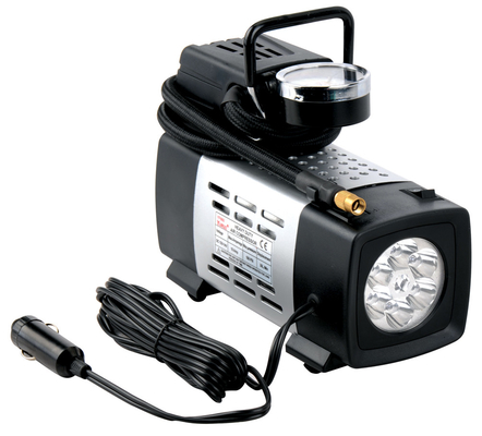 Un buen precio. 12V con el compresor de aire negro ligero del vehículo del metal todo el paseo para la inflación del coche antipolvo en línea