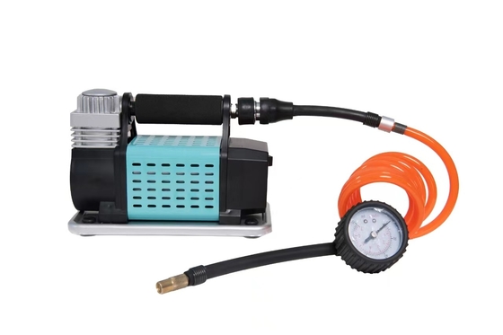 Compresor de aire de automóvil portátil de metal DC12V de cilindro único con manómetro de presión metálico