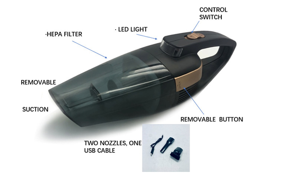 aspiradora de coche sin cable recargable ABS con cargador